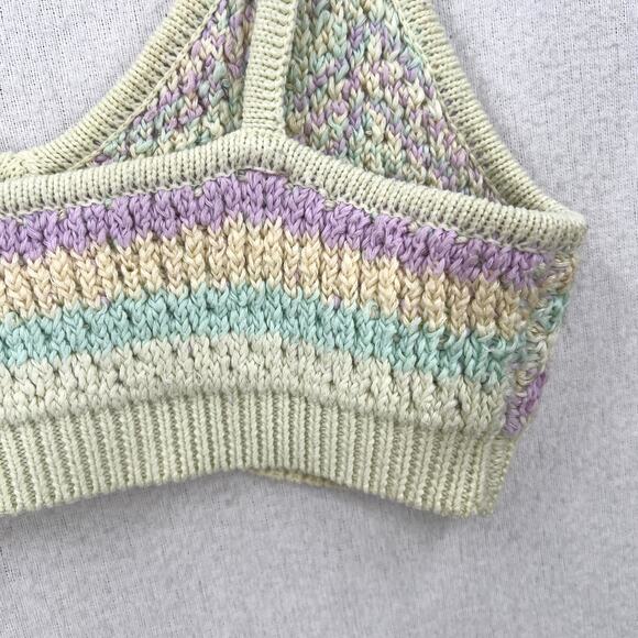 FOR LOVE AND LEMONS Corinna Bralette Womens Small Mint Sweater Knit Crop Chevron - Picture 12 of 16